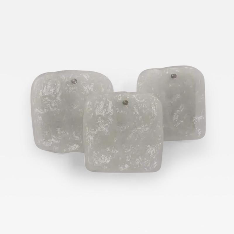  J T Kalmar Kalmar Lighting Up to 4 Kalmar Vienna Frosted Ice Glass Panel Sconces Modernist Wall Lamps 1960s