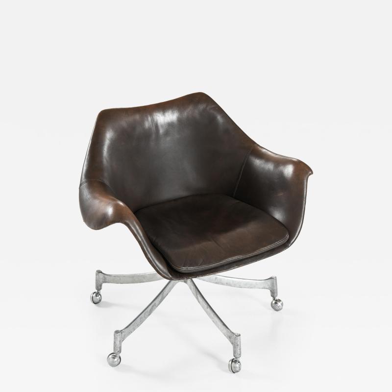  J rgen Lund Ole Larsen Office Chair in Aluminum and Leather by J rgen Lund Ole Larsen 1960s