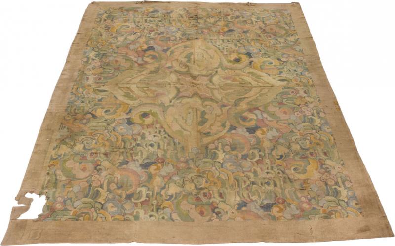  JAMES TEMPLETON CO English Arts Crafts James Templeton Beige Patterned Wool Rug