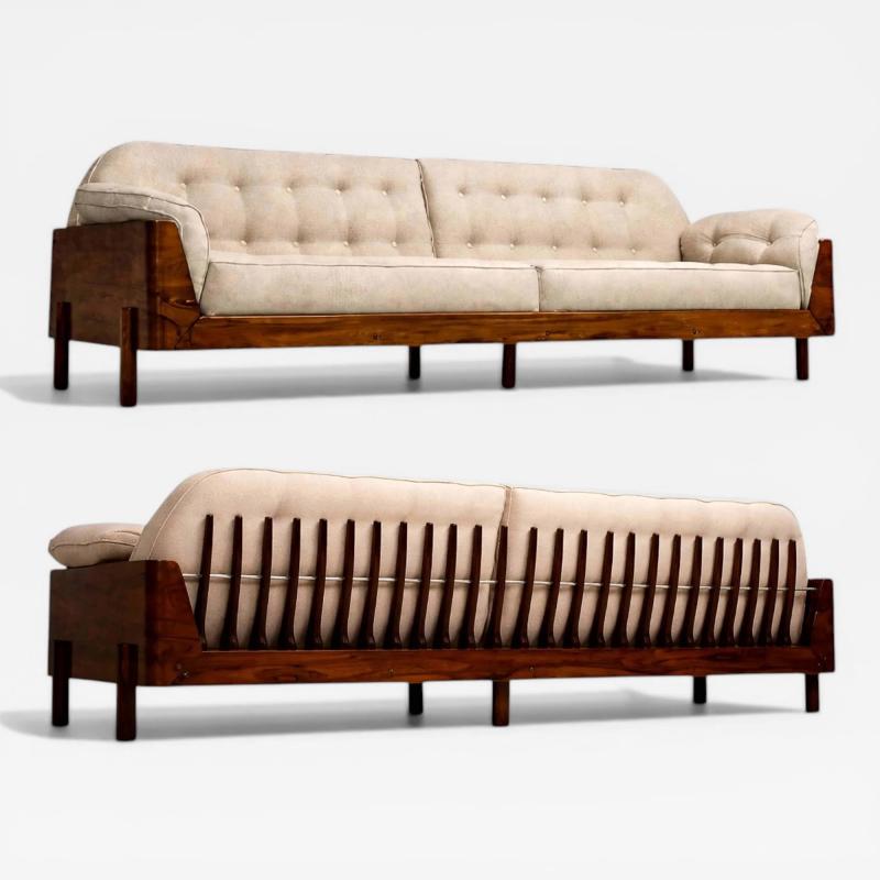  JD M veis e Decora es Four Seat Sofa in Brazilian Rosewood with Sculpted Back JD Moveis 1960s