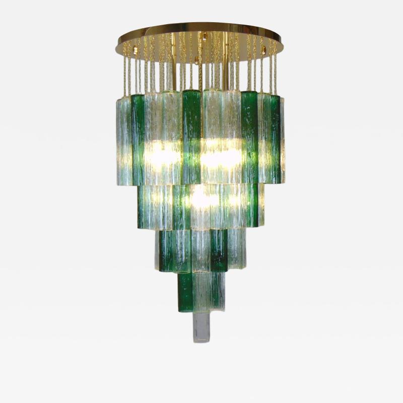  JL Light Style Cylinder clear green Murano glass flush mount