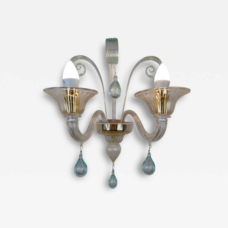 JL Light Style Drops green and gold classic Murano glass wall sconce