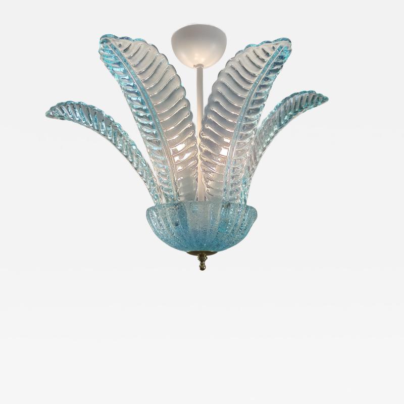  JL Light Style Large leaf felci blue small Murano glass flush mount