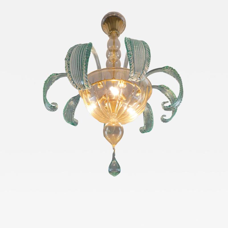 JL Light Style Long rugiada green clear and gold Murano glass flush mount