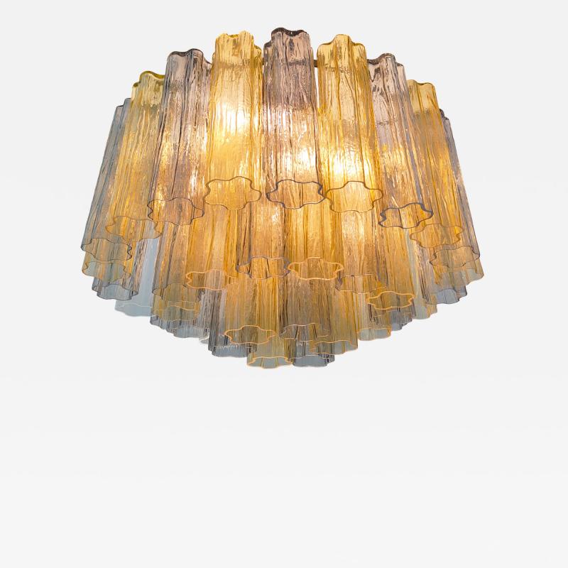  JL Light Style Murano glass Tronchi chandelier in amber and smokey gray color