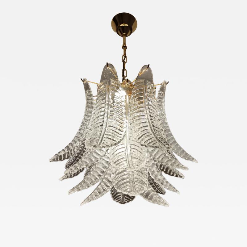  JL Light Style Murano glass chandelier with large clear Felci leaves