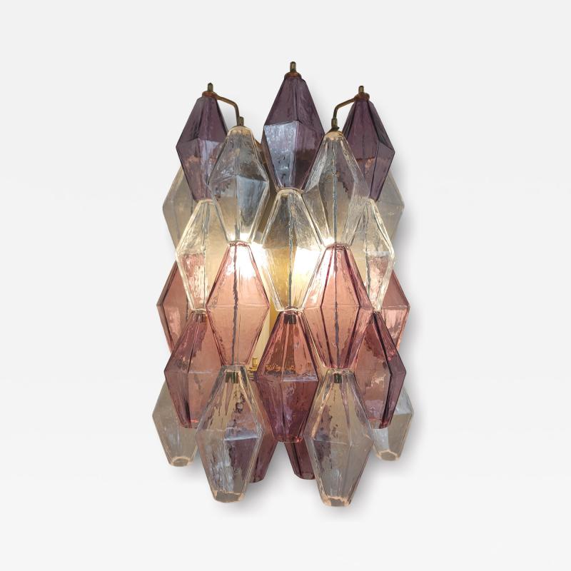 JL Light Style Murano glass poliedri wall sconce in amethyst and clear color