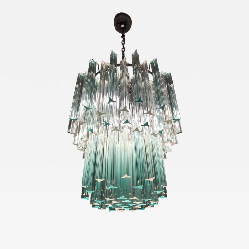  JL Light Style Murano glass triedri chandelier alternated tiers clear and green colors