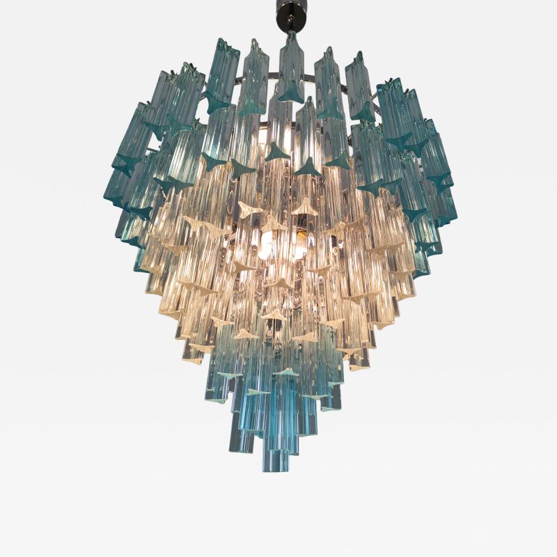  JL Light Style Murano glass triedri chandelier cascade bicolor clear and blue