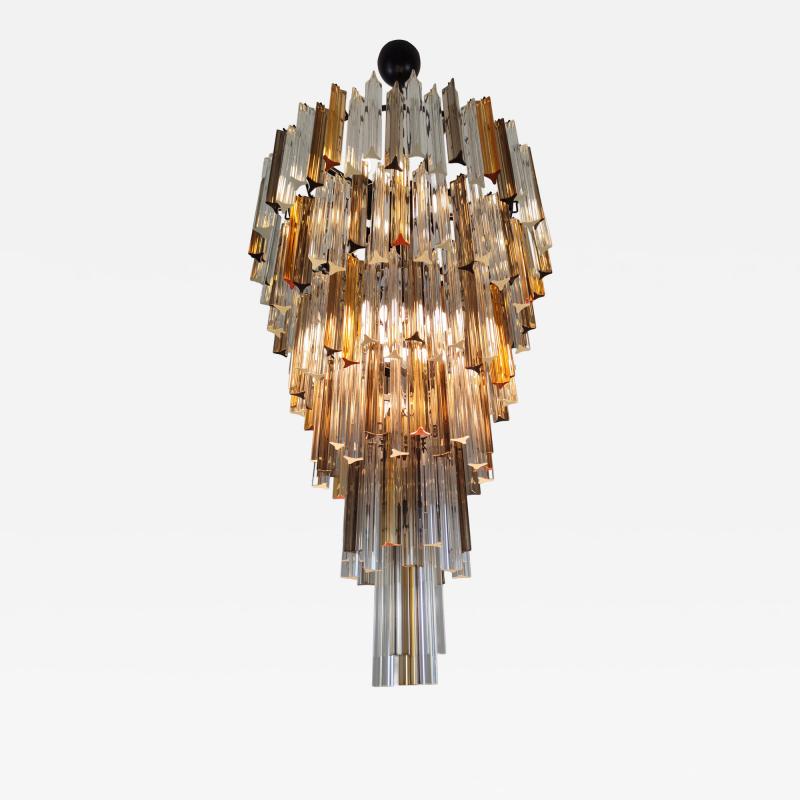  JL Light Style Murano glass triedri chandelier in clear amber and smokey color