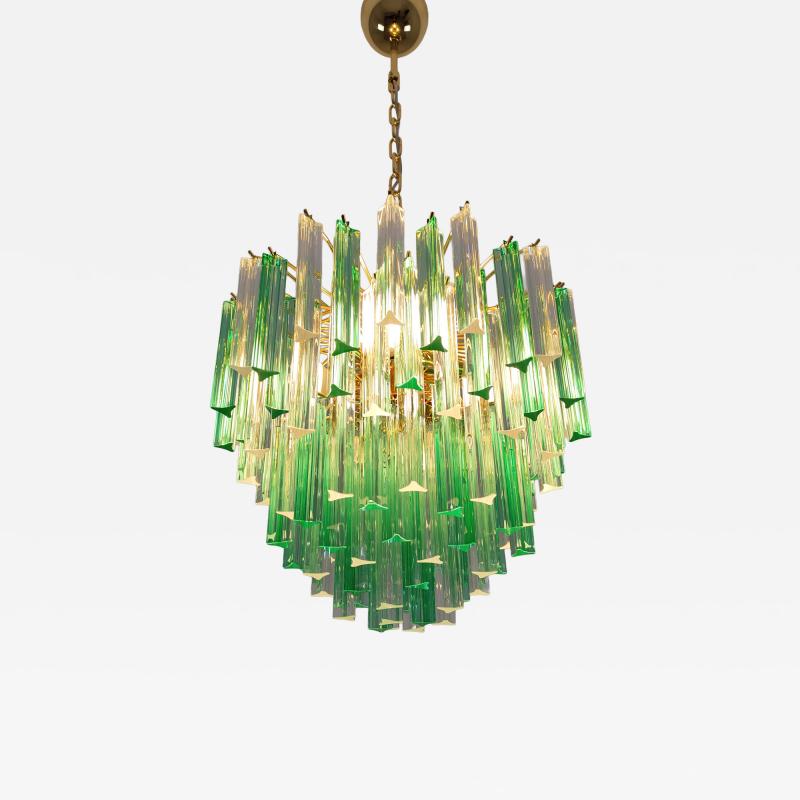  JL Light Style Murano glass triedri chandelier with alternated bicolor clear and green glasses