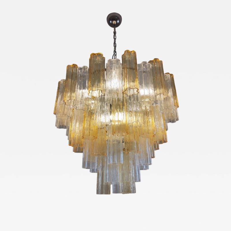  JL Light Style Murano glass tronchi chandelier alternated bicolor clear amber