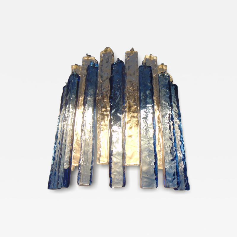  JL Light Style Murano glass wall sconce alternated hammered clear and blue bars