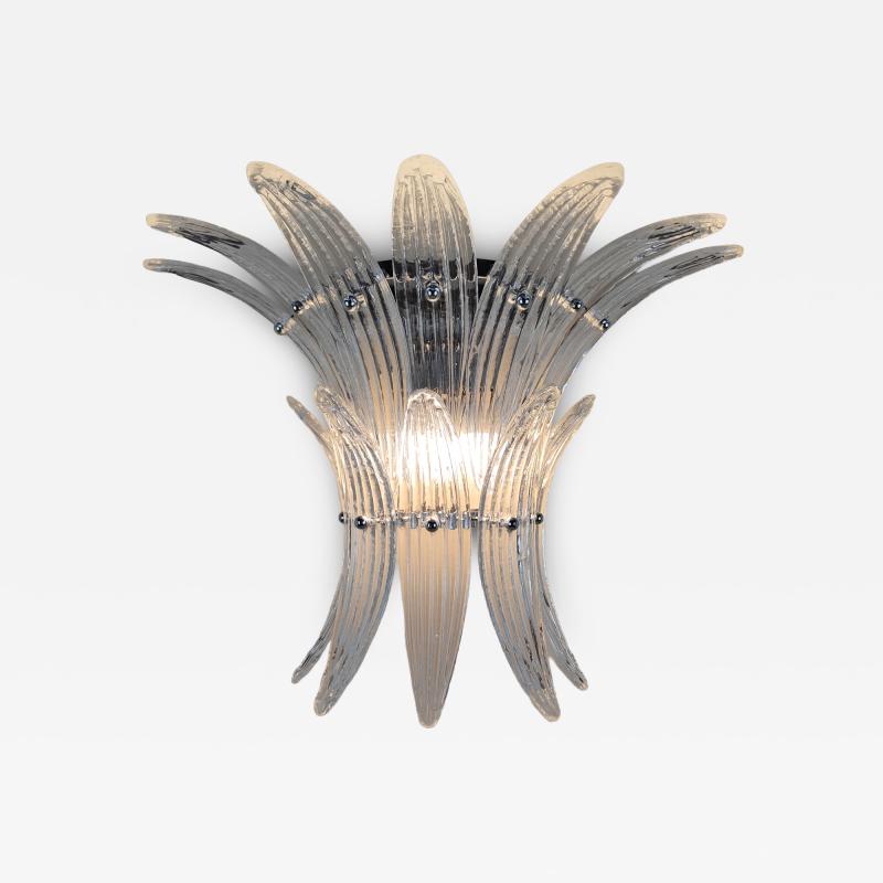  JL Light Style Murano glass wall sconce with clear Palmette glasses