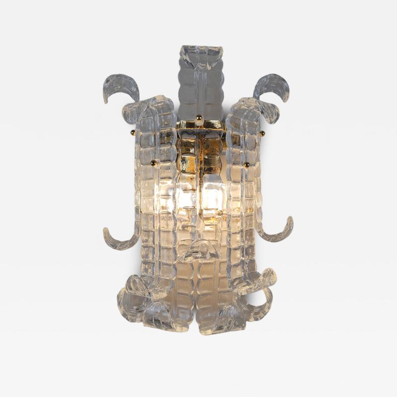  JL Light Style Murano glass wall sconce with clear alternated felci leaves