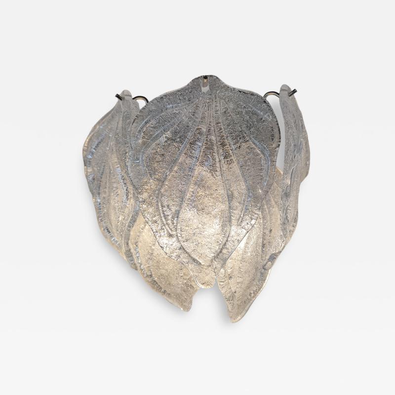  JL Light Style Murano glass wall sconce with clear flame leaves