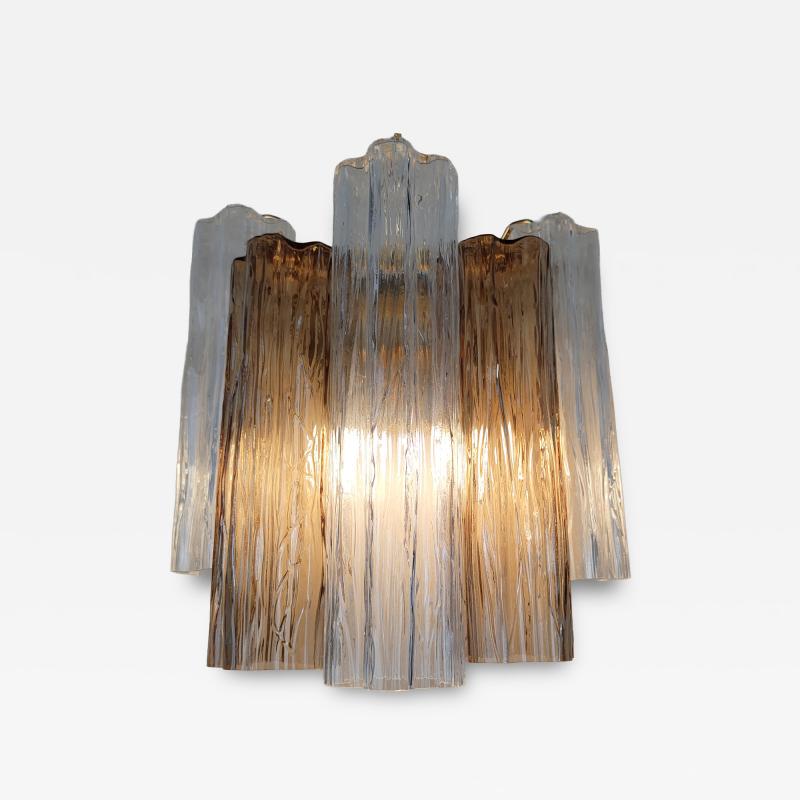  JL Light Style Murano glass wall sconce with side alternated clear and smokey tronchi glasses