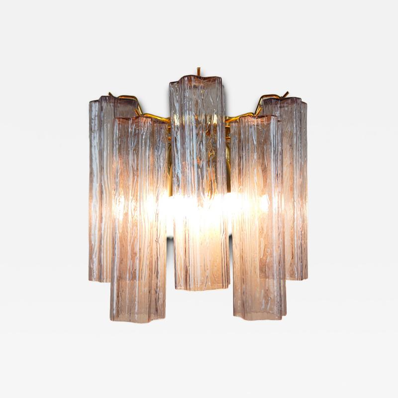  JL Light Style Murano glass wall sconce with side alternated mauve tronchi glasses