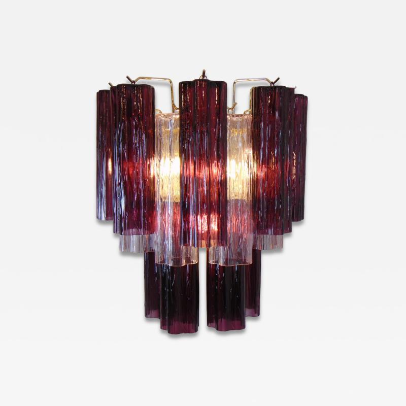  JL Light Style Tiers bicolor clear purple tronchi Murano glass wall sconce