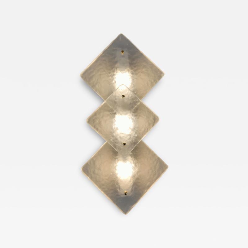  JL Light Style Trio Hammered sandblasted clear Murano glass wall sconce