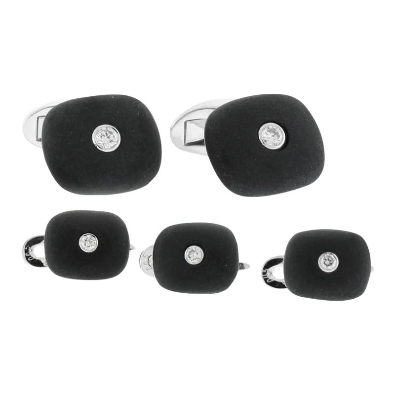  JOSEPH ORLANDO JOSEPH ORLANDO DIAMOND AND BLACK ONYX CUFFLINKS AND SHIRT STUDS