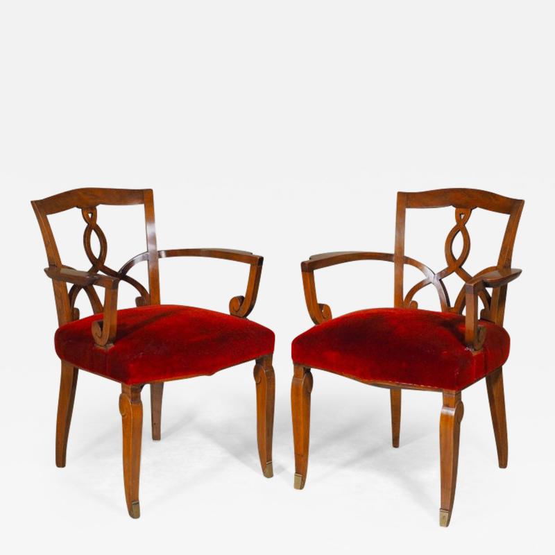  JULES EMILE LELEU Jules Leleu THREE PAIRS of armchairs