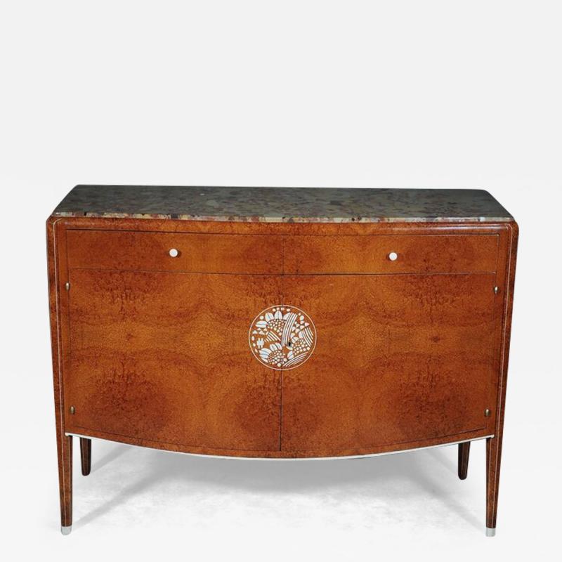  JULES EMILE LELEU Jules Leleu cabinet in amboyna with inlaid medallion