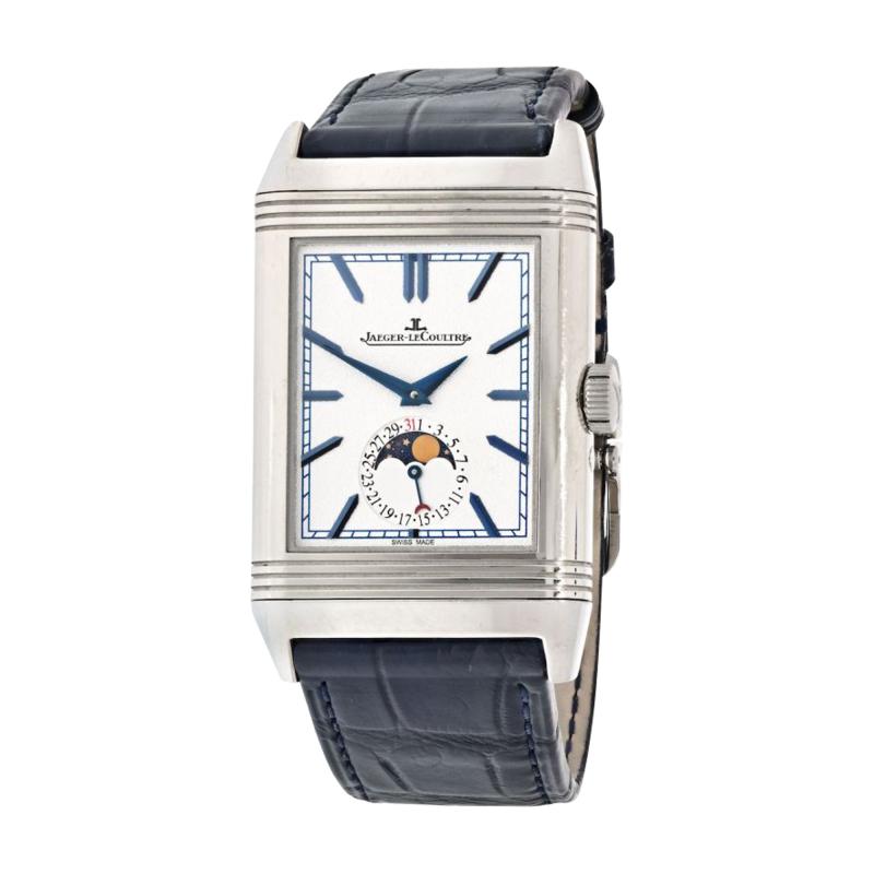  Jaeger LeCoultre JAEGER LECOULTRE REVERSO TRIBUTE MOON MANUAL WINDING SILVER DIAL MENS WATCH