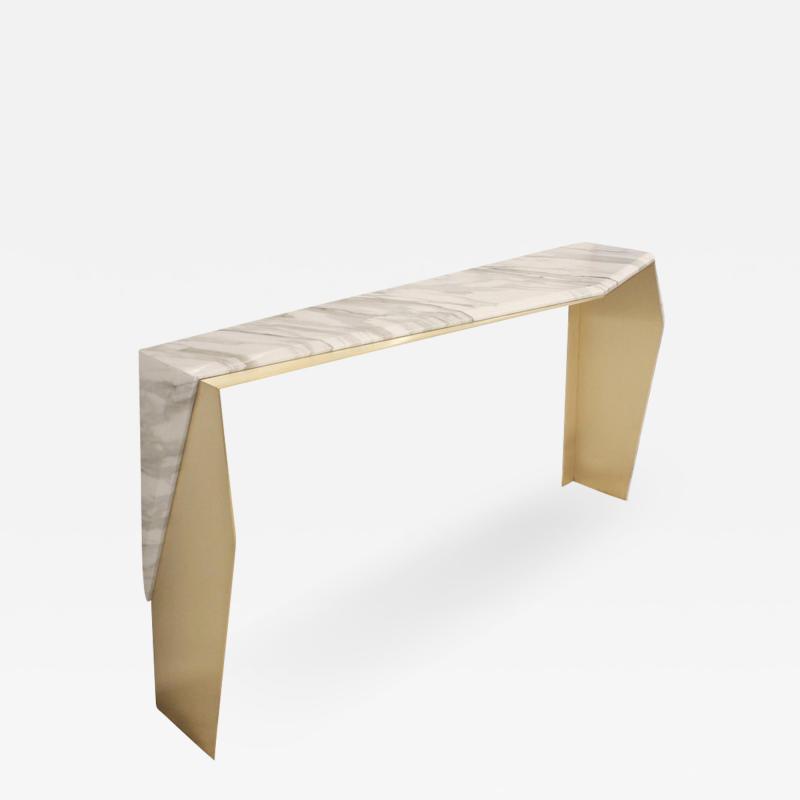  James Devlin Studio Chevron Console Calacatta gold marble 