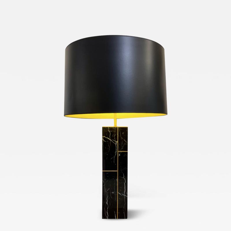  James Devlin Studio Marble Table Lamp with Brass Insets by James Devlin Studio 