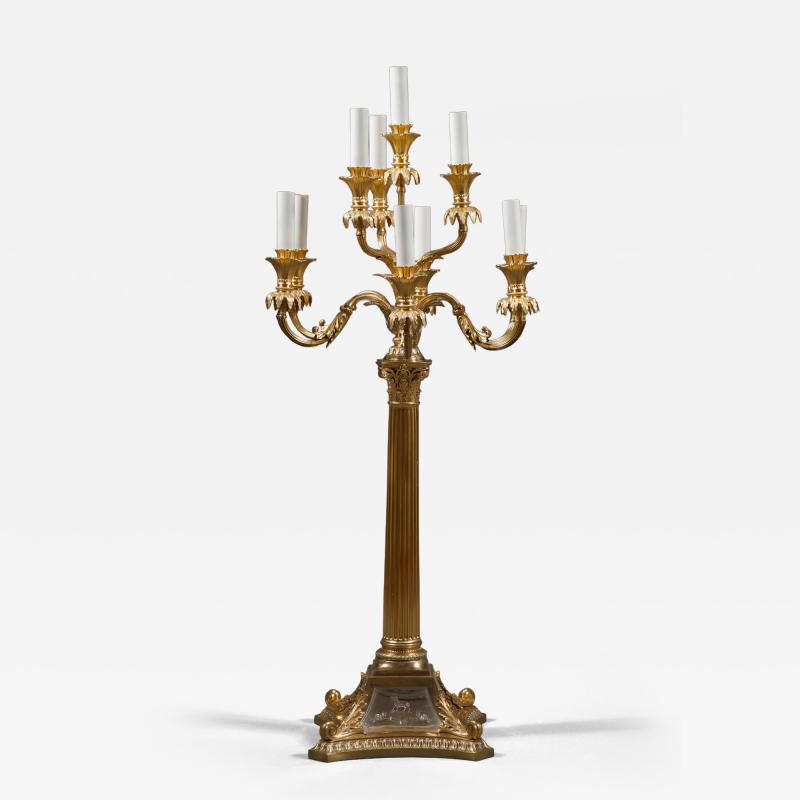  James Dixon Sons Gilded and silvered nickel silver 10light candelabra made by James Dixon Sons