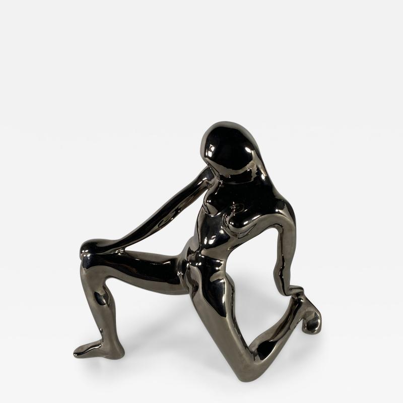  Jaru American Modern Ceramic Silver Glaze Female Kneeling Jaru