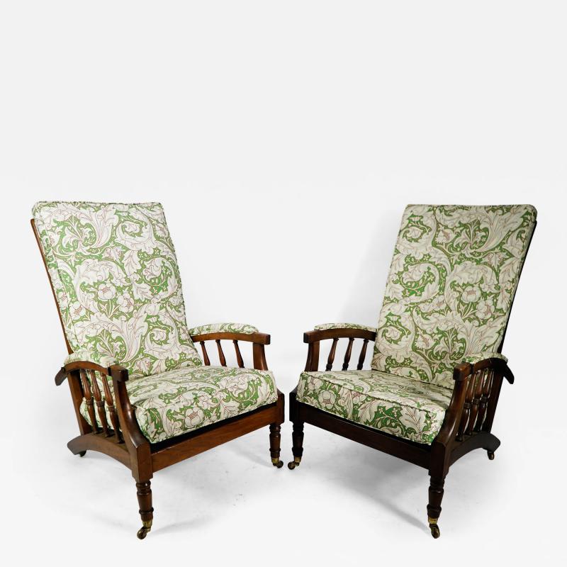  Jas Shoolbred Co Jas Shoolbred Morris Co Style a Pair of Aesthetic Movement Reclining Armchairs