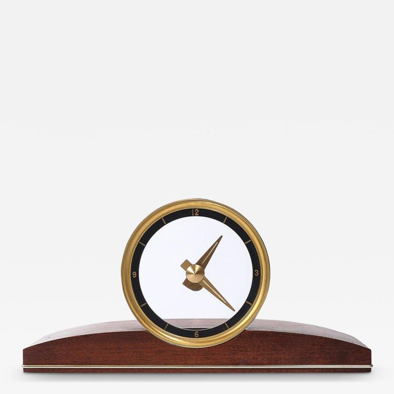  Jefferson Electric Company Mid Century Jefferson Golden View Electric Brass Glass Walnut Mystery Clock