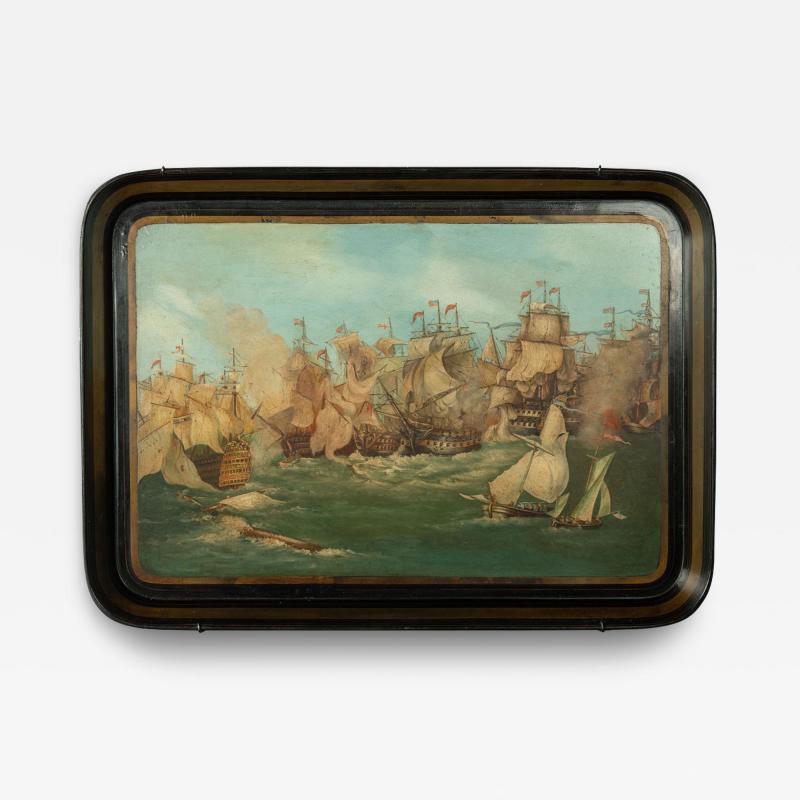  Jennens Bettridge A papier m ch tray of the Battle of Erie by Jennens Bettridge 1817