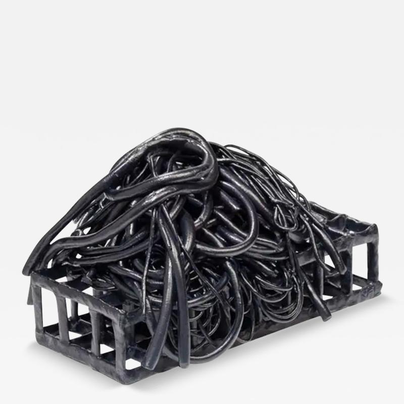  Joanna Poag Joanna Poag Binding Time Black Grid with Coils Ceramic Sculpture 2019