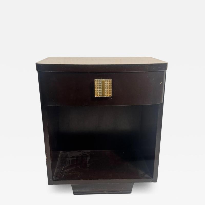  John Widdicomb Co Widdicomb Furniture Co ART DECO NIGHTSTAND WITH LUCITE BRASS HANDLE BY WIDDICOMB