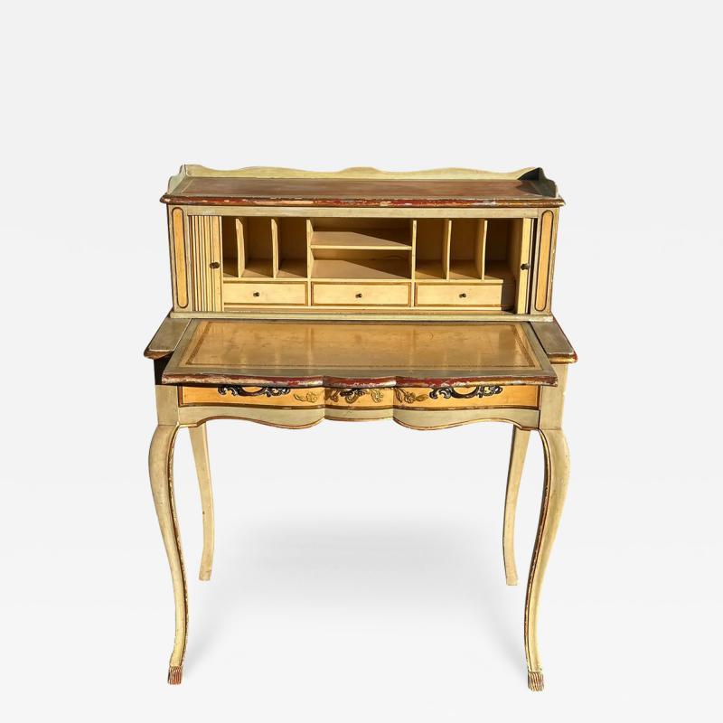  John Widdicomb Co Widdicomb Furniture Co Antique Louis XV Style Chinoiserie Petite Secretary Desk W Tambour Doors