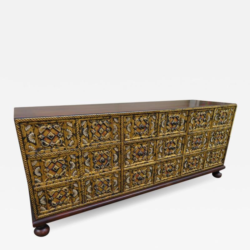  John Widdicomb Co Widdicomb Furniture Co John Widdicomb Mahogany Gold Gilt 3 Drawer Mediterranean Petite Credenza