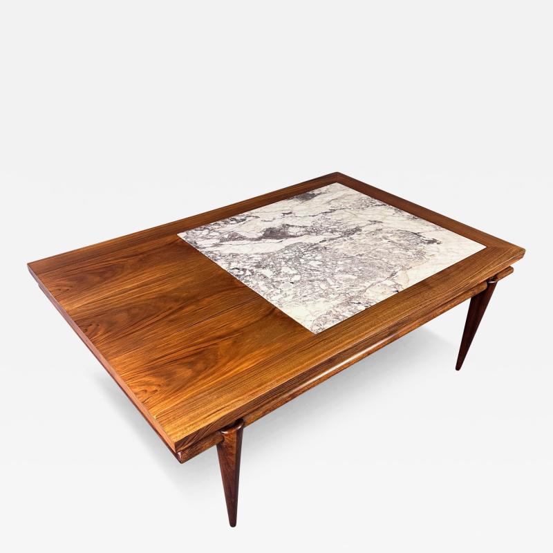  John Widdicomb Co Widdicomb Furniture Co John Widdicomb Marble and Walnut Coffee Table Robsjohn Gibbings Style