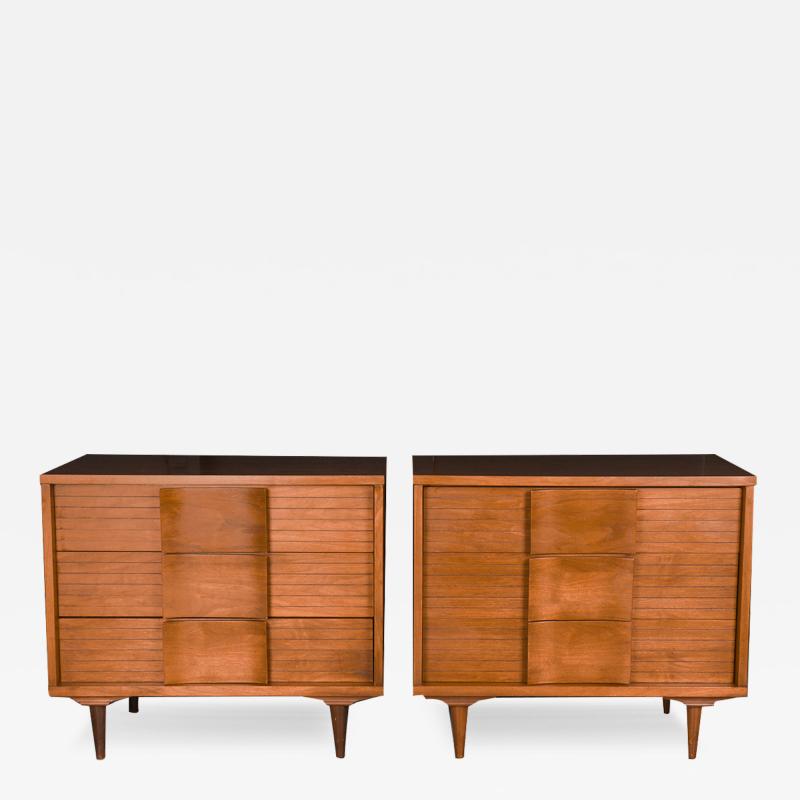  Johnson Carper Mid Century Pair Nightstands Commodes Tables Johnson Carper