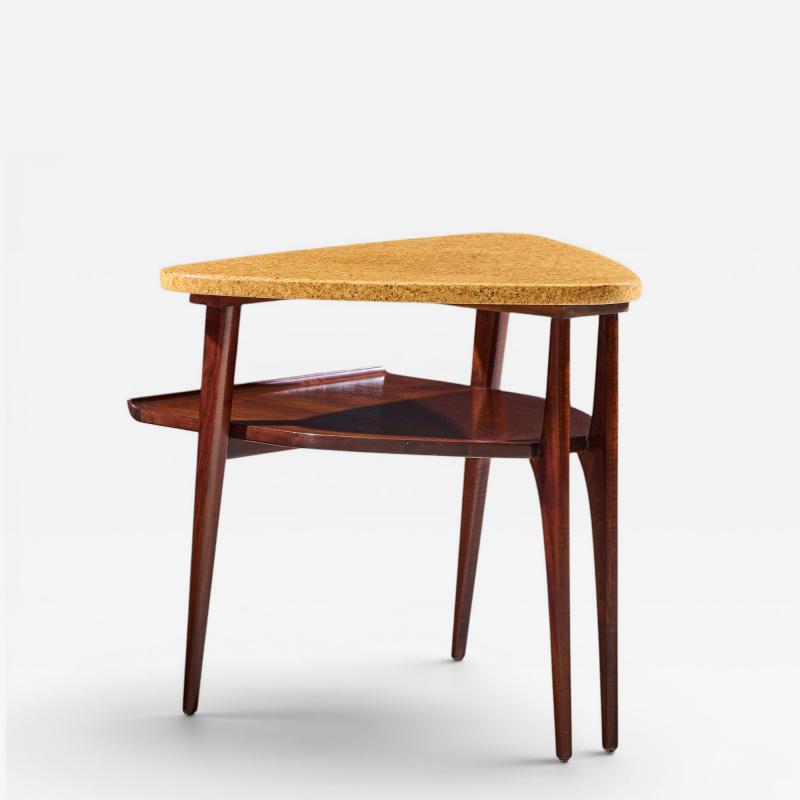  Johnson Furniture Paul Frankl for Johnson Furniture Mid Century Cork and Mahogany Side End Table