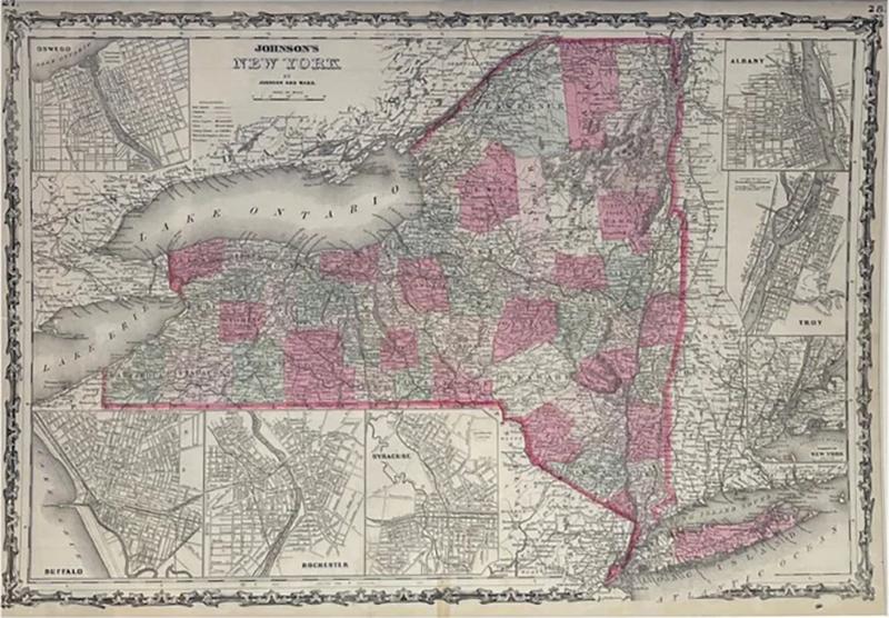  Johnson and Ward 1865 Johnsons New York Map by Johnson and Ward