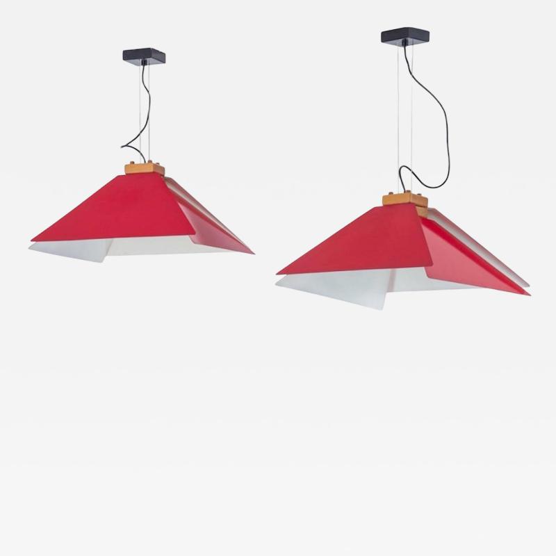  Jonathan De Pas Donato D Urbino Paolo Lomazzi Pair Of Ceiling Pendants Kazuko 
