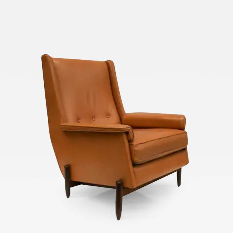  Jorge Jabour Brazilian Modern Club Chair in Hardwood Leather by Jorge Jabour 1960 s