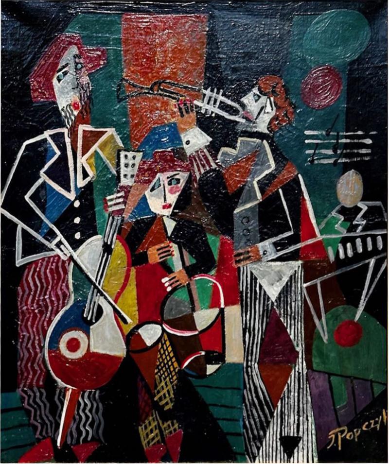  Jozef Popczyk Jozef Popczyk Cubist Art Deco Painting Music Group