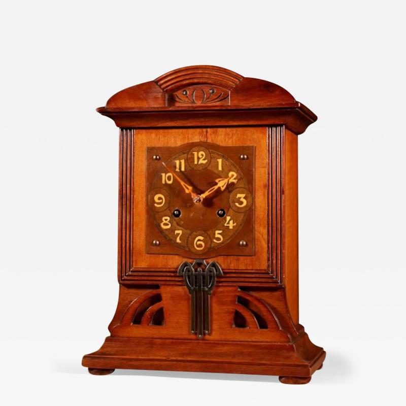  Junghans Art Nouveau Jugendstile Mahogany Mantel Clock