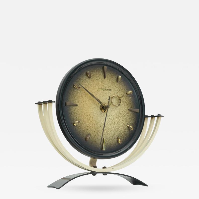  Junghans Uhren GmbH Junghans Mid Century Table Clock in Metal and Brass 1950s