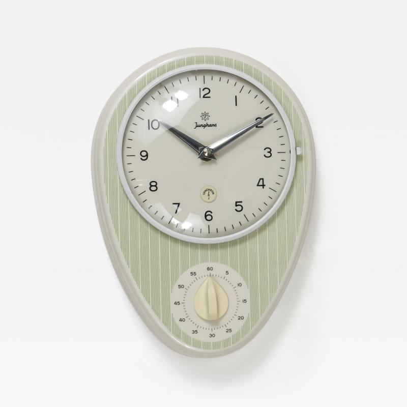  Junghans Uhren GmbH Junghans Striped Max Bill Style Midcentury Wall Clock Timer Germany 1960s