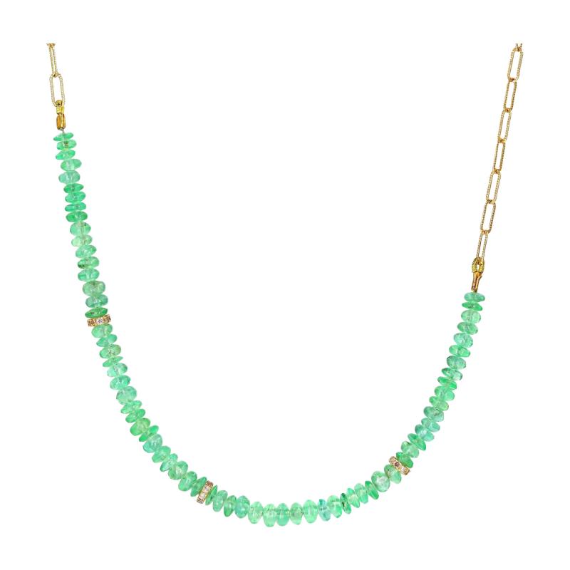  Just Jules Emerald Diamond Station Yellow Gold One of a Kind Necklace Just Jules 2024
